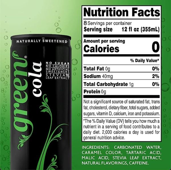 Green Cola 12Fl Oz 8ct & Green Lemon Lime 12 Fl Oz 6ct - No sugar added